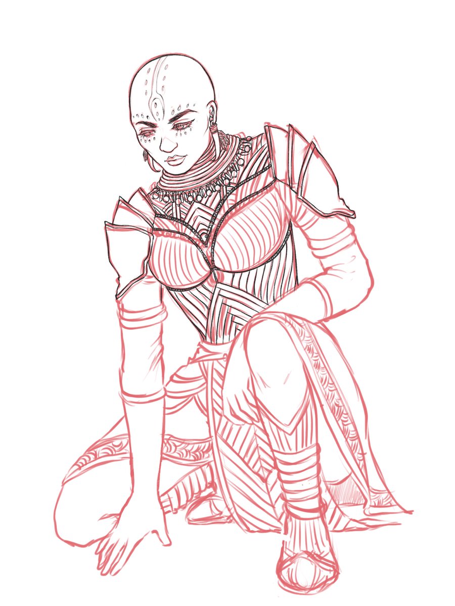 Vyscaria's tweet photo. Watched Wakanda Forever on my flight. Didn’t think it was as good as the first one tbh. I was reminded of how much I love the Dora Milaje. Wip ⚠️ Not Okoye! Just an original gal 💜
#BlackPantherWakandaForever #BlackPanther #MarvelStudios #lineart https://t.co/TLDzQtKLZ6