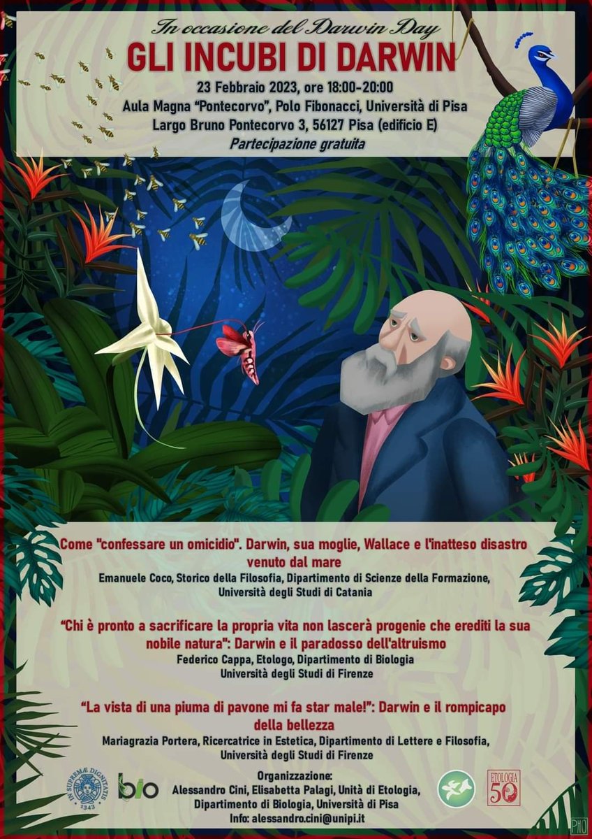 Mariagrazia Portera (@mariagraziapor3) on Twitter photo Darwin Day a Pisa! Il 23 febbraio gli incubi di Darwin vanno in scena! Con Emanuele Coco, Federico Cappa, <a href="/CiniAles/">Alessandro Cini</a> e me. Vi aspettiamo! 🌱🌍🦋 Darwin Day a Pisa! Il 23 febbraio gli incubi di Darwin vanno in scena! Con Emanuele Coco, Federico Cappa, <a href="/CiniAles/">Alessandro Cini</a> e me. Vi aspettiamo! 🌱🌍🦋