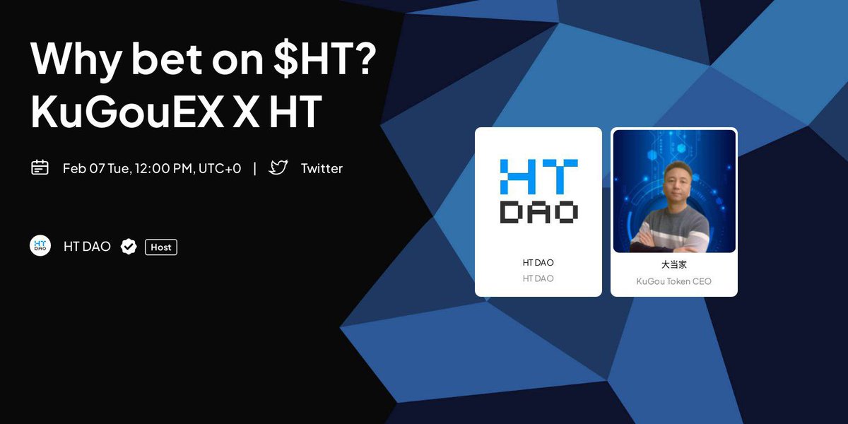 KuGouEX's tweet photo. 🎙我们很高兴与 @HT_DAO 共同举办 Twitter Space AMA。

本次活动将邀请KuGouEX CEO @DaDangJia_KG 做精彩分享！
欢迎大家积极参与！

📆日期：2023年2月7日20:00 SGT

📍Twitter Space：https://t.co/zPkkeDyCFS…

🌟详情：https://t.co/6yHaFIPvLU

#KGT #HT #HuobiGlobal #KuGouEX https://t.co/jpAkdt67eF