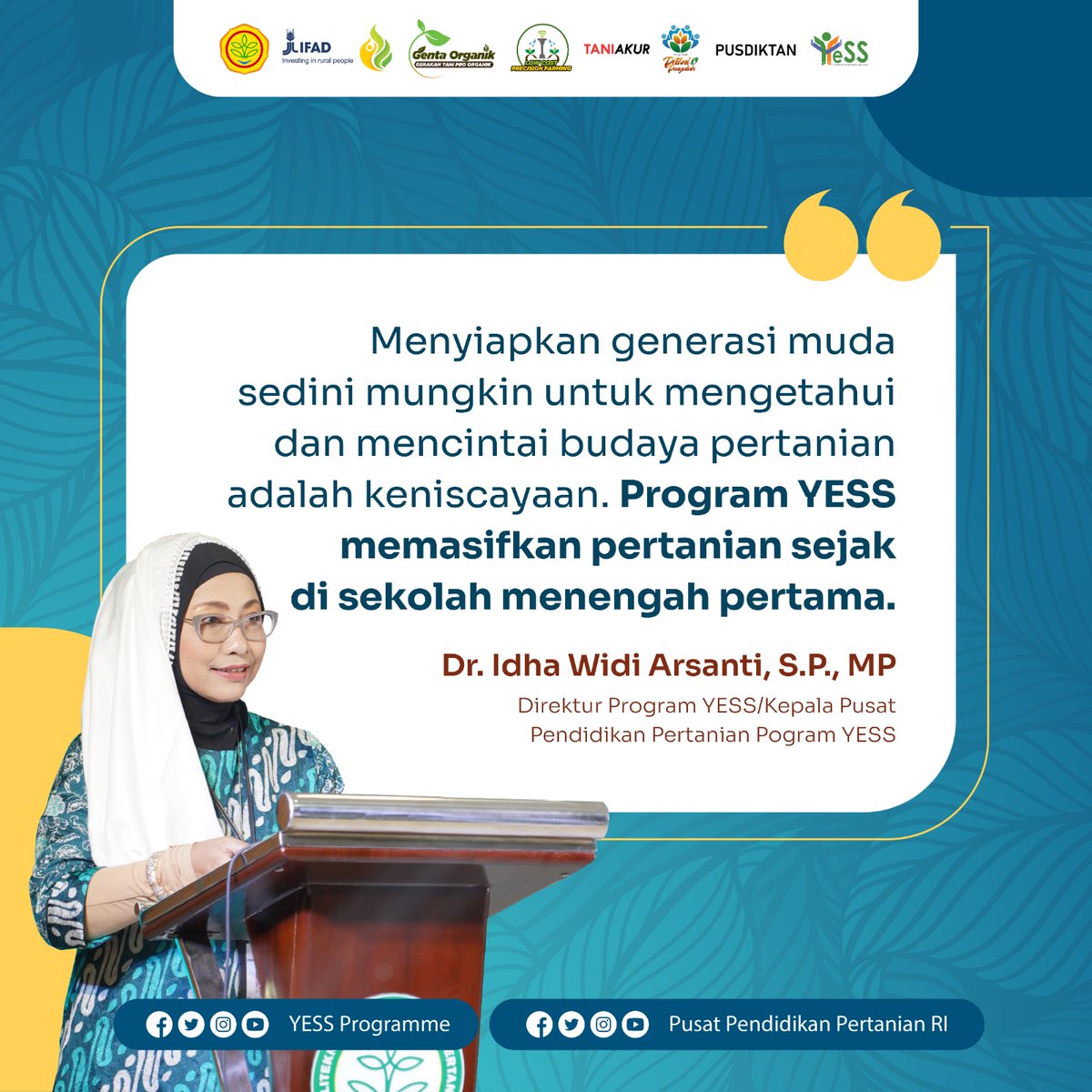 Yukk kita simak quotes Kepala Pusat Pendidikan Pertanian untuk seluruh generasi muda