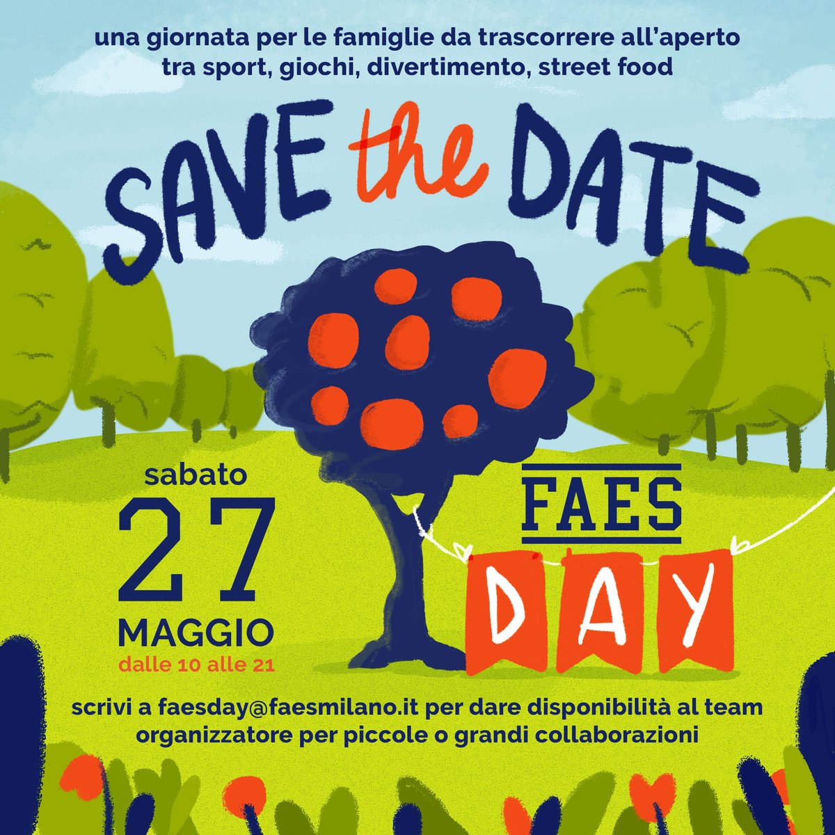 Un FAES DAY lungo... 2️⃣1️⃣ anni
📆Sabato 27 maggio 2023
📣Il gruppo di genitori FAES che organizza la bella e partecipata giornata del FAES DAY 
sta già lavorando  per ⚠️
il FAES Day 2023
Vuoi aiutarci anche tu❓
Ti aspettiamo!! 
📧faesday@faesmilano.it
#famiglia