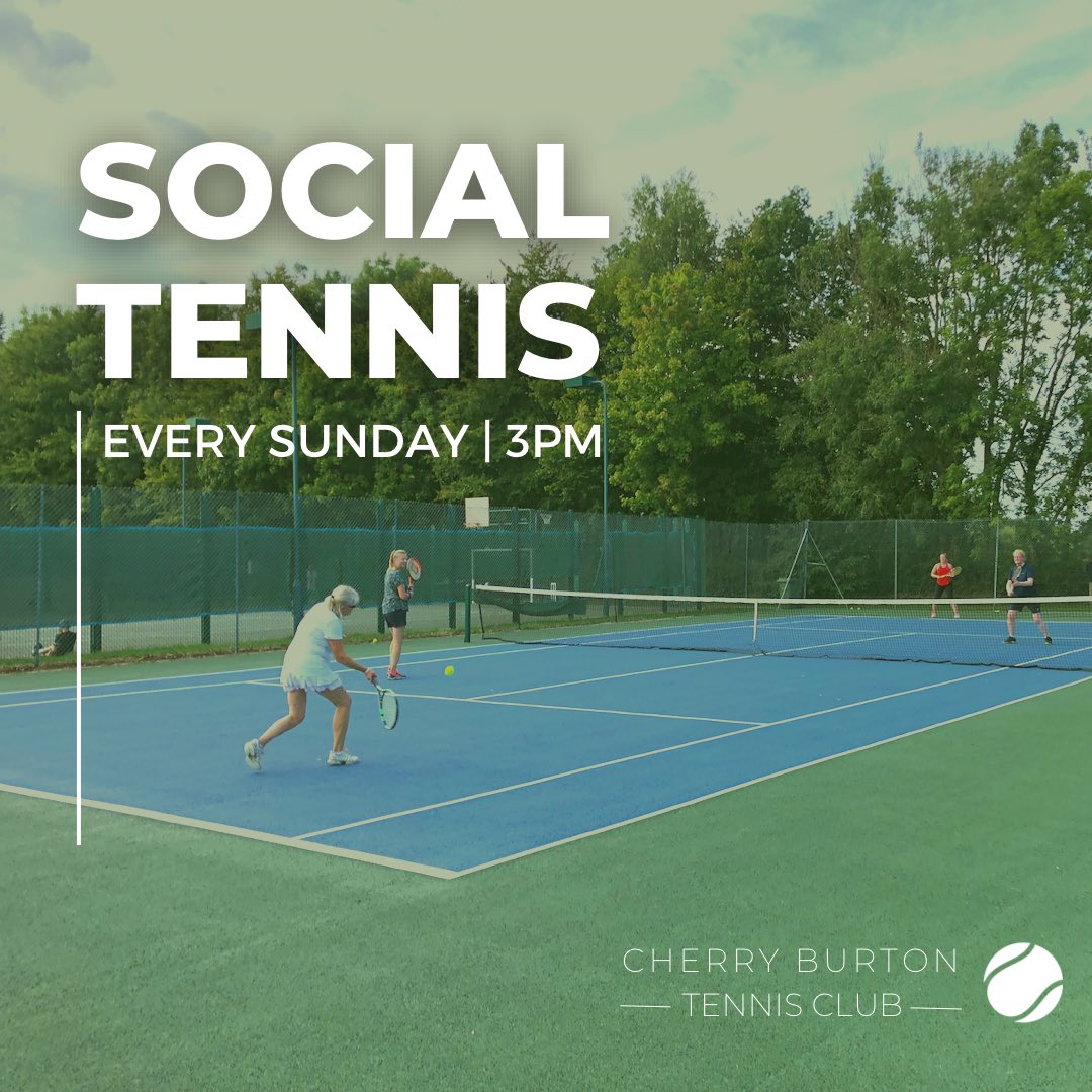 PB_tennis's tweet photo. Social tennis is on tomorrow from 3pm at cherry burton tennis club! 

Lots of social matchplay, just turn up and one of our friendly committee members will get you on court 😃

#tennis #play #social #fun #competition #coach #sport #fitness https://t.co/svv7J3bIIj