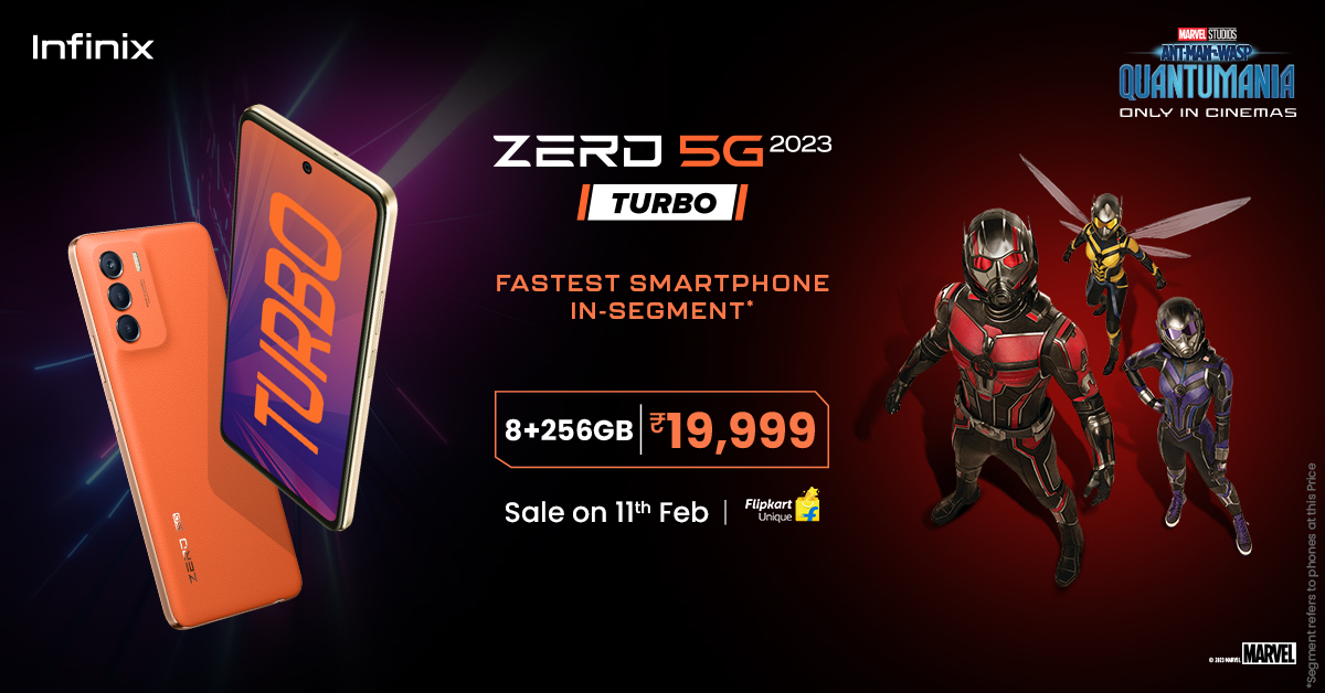 InfinixIndia's tweet photo. THE SHOWSTOPPER HAS MADE AN ENTRANCE!
The Infinix ZERO 5G 2023, the fastest smartphone in the segment* is finally here!
Sale starts 11th Feb, 12 Noon.
Know more: https://t.co/r0EsDddN0W
#ZERO5G2023Turbo #PowerToChangeTheFuture https://t.co/zHEbzZmqfP
