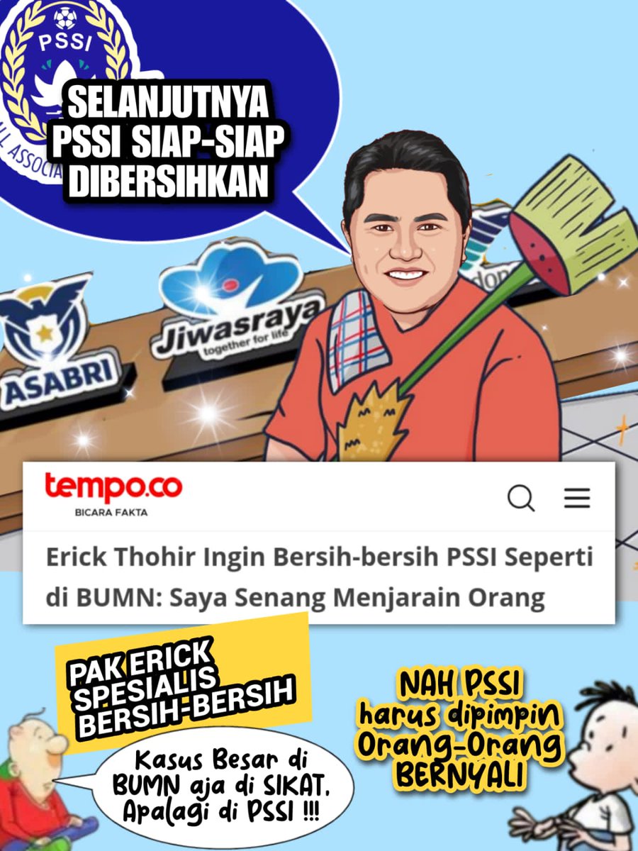 RafiGangga's tweet photo. Menurut Erick Thohir yang harus dilakukan yaitu bernyali, bernyali untuk sepak bola yang bersih dan juga sepak bola berprestasi itu yang penting #NyaliET Bersihkan Sepak Bola https://t.co/oXGLmW3otb