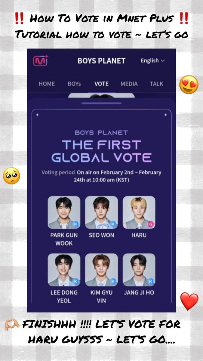 « Tutorial How to VOTE Your Bias in Mnet Plus 🤍 » PART 3

LET'S VOTE FOR HARU GUYSSS <3

#boysplanet #보이즈플래닛 #HARU #하루 #Mnet #MnetPlus #VoteForHaru