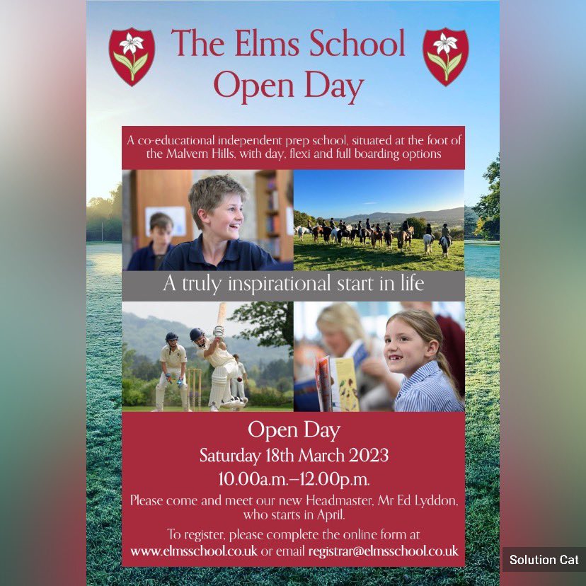 Our next Open Day is on Saturday 18th March 2023 between 10.00am and 12.00pm. To book your place please visit elmsschool.co.uk or email registrar@elmsschool.co.uk
If you would like to visit sooner please contact our registrar to organise an individual tour.
