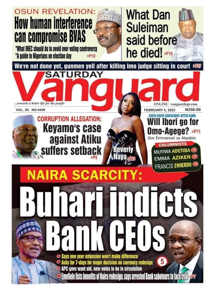 uniquesegun's tweet photo. Today's newspaper Headlines Nigerian Army MC OLUOMO Seyi Makinde Opay Tinubu Obi Hansi Flick Emefiele Seun Femi Fear Buhari Nana Atiku Wike Mourinho Willian Blaqbones Xi Jinping INEC Commander In Chief El Rufai #FreeKingFriday Qur'an Retweet like follow ifb https://t.co/I0NGIqsnEH