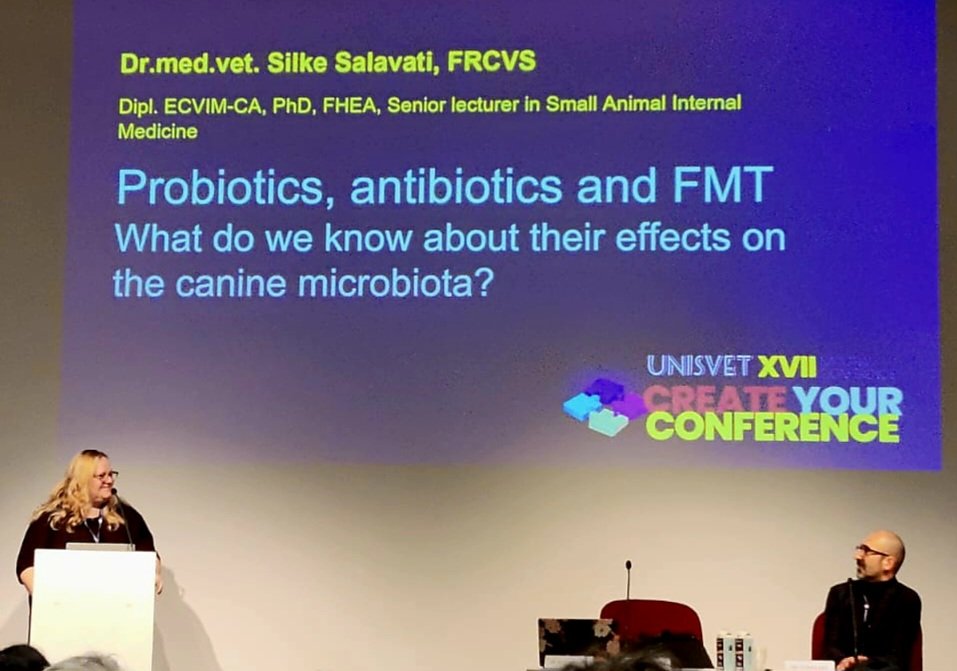 silypupilly's tweet photo. Great pleasure to share thoughts about #probiotcs, #antibiotics and #FMT and their effect on the #dog #microbiota at the UNISVET #conference in #Milan! Thanks to Fabio, who I've known since PhD days - here also chairing - for the invite! https://t.co/sSjwNjUey2