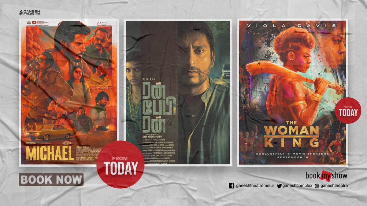 5 Movies from Today at our property

#Varisu - 3 Shows
#Thunivu - 3 Shows
#RunBabyRun - 3 Shows
#Michael - 2 Shows
#TheWomenKing - 1 Show

Bookings open for the weekend at #Bookmyshow