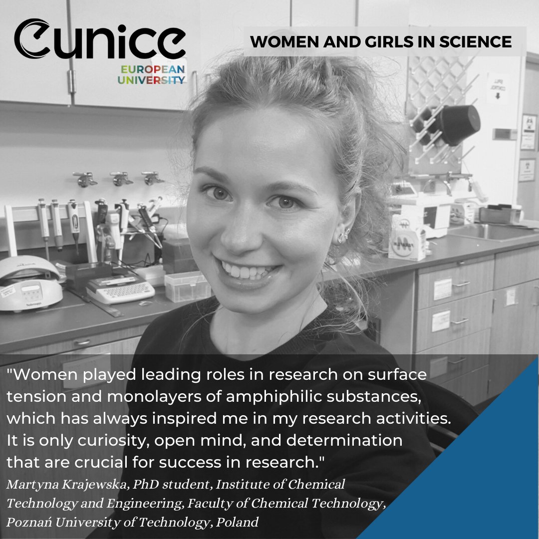 EUNICE European University (@eunice_uni_) on Twitter photo Say hello to <a href="/MM_Krajewska/">Martyna Krajewska</a> 🙋♀️ from our partner university <a href="/PUT_Poznan/">Politechnika Poznańska</a>. She works at the Institute of Chemical Technology and Engineering.
#womeninscience #europeanuniversities #womanpower #research Say hello to <a href="/MM_Krajewska/">Martyna Krajewska</a> 🙋♀️ from our partner university <a href="/PUT_Poznan/">Politechnika Poznańska</a>. She works at the Institute of Chemical Technology and Engineering.
#womeninscience #europeanuniversities #womanpower #research