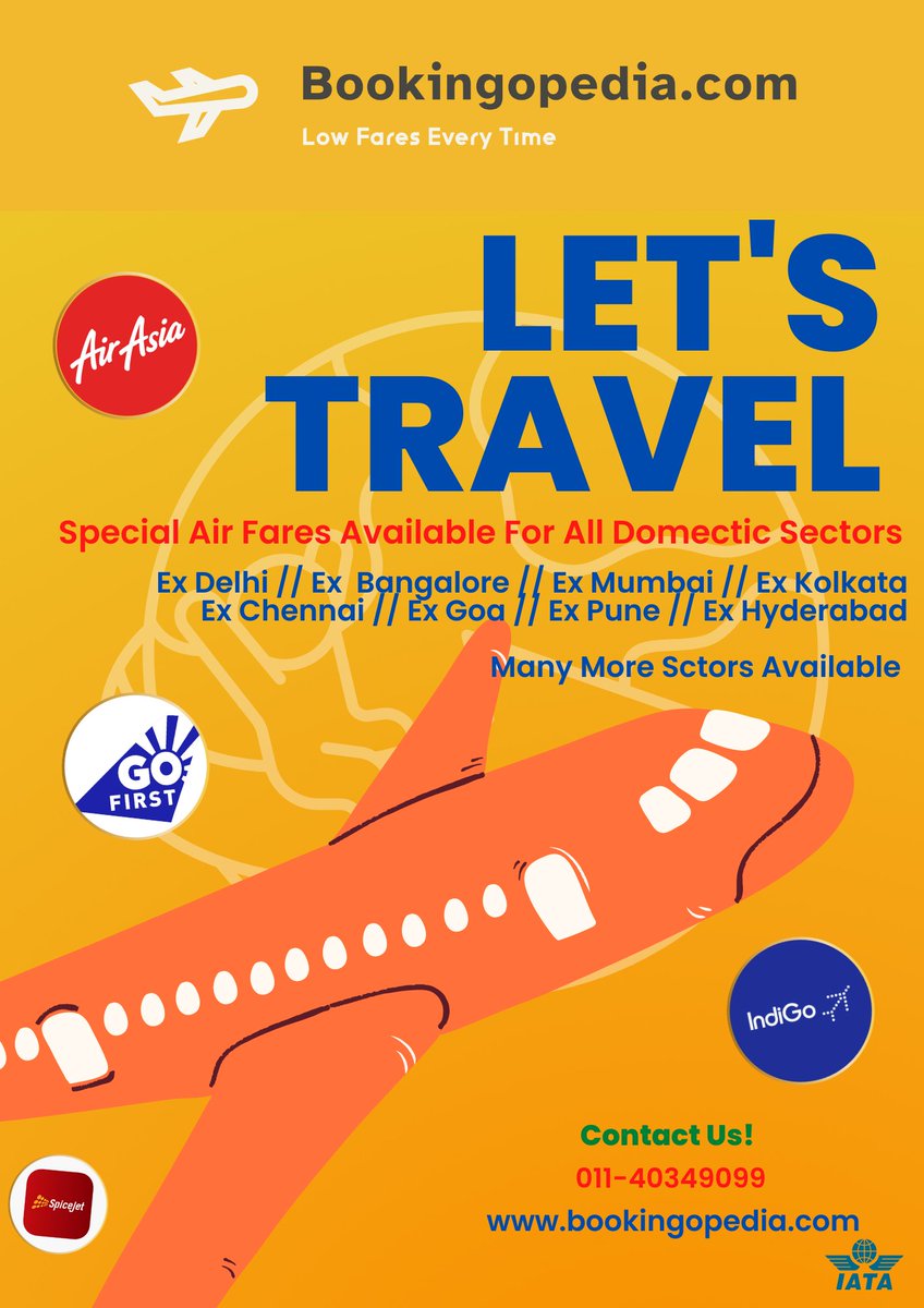 Bookingopedia's tweet image. Domestic Sectors Special Airfare Available With bookingopediacom  #flight #flightbooking  #FlightTicketBooking #flightdeals #cheapflights #cheaptickets #cheapprice #cheapairtickets #goa #goatourism #gobeach #holiday #HolidayFlights #goafly #goadiaries #chalogoa #sunburnfestival
