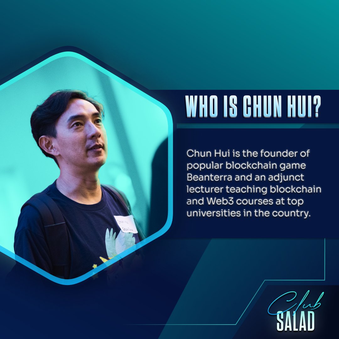 saldtoken's tweet photo. 2/7 Chun Hui is the founder of popular blockchain game @BeanterraGame 🎮 and an adjunct lecturer teaching blockchain and #Web3 courses at top universities in the country. 🧑‍🎓 https://t.co/u53WwhYzbl