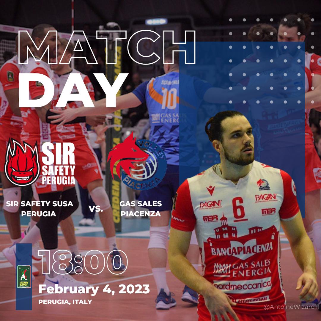 It's game day! Piacenza will face off against a tough and unbeatable opponent, Perugia. However, Piacenza will approach the match with bravery and determination.

🗓️: February 4, 2023
🕕: 18:00 | 🇮🇹 Time 
📺: VBTV

#GasSalesBluenergy
#Youenergyvolley
#AntoineBrizard
#Superlega