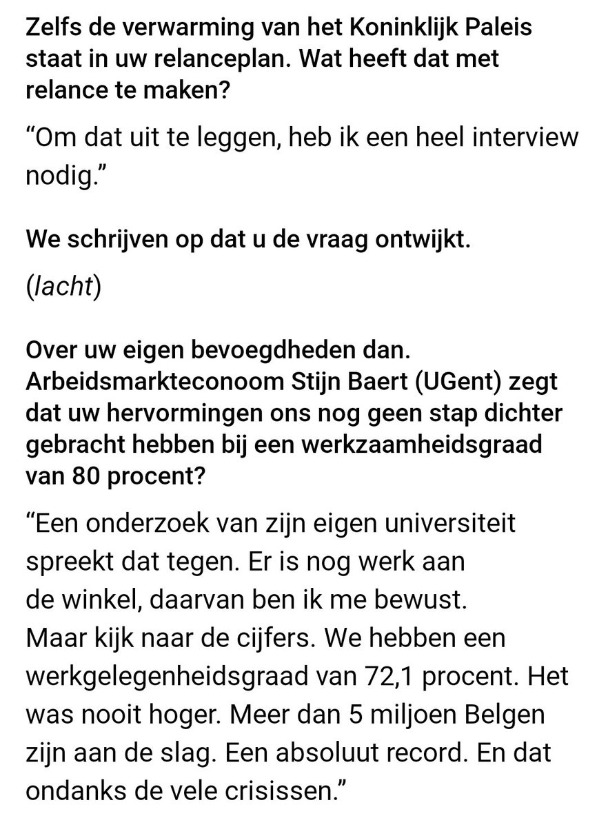 Vraag aan <a href="/PYDermagne/">Pierre-Yves Dermagne</a>. Naar welke UGent-studie die zou bewijzen dat uw beleid tot meer werkenden leidt, verwijst u in Het Nieuwsblad?

Of als die vraag te uitdagend is... Van welke maatregel die u nam gelooft u zelf dat die 0,1% werkenden (5000 mensen) opleverde?

Echt benieuwd.
