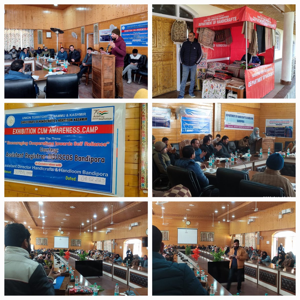 HHBandipora's tweet photo. H&amp;H Department conducts a day long Exhibition cum Awareness Camp for Industrial Cooperatives with the theme "Encouraging Cooperatives towards Self Reliance" at Dak Banglow Sumbal District Bandipora to day on 04.02.2023.
@InduscosH @dicbandipora @dohhkmr @dcbandipora https://t.co/QjTNhp6HlF
