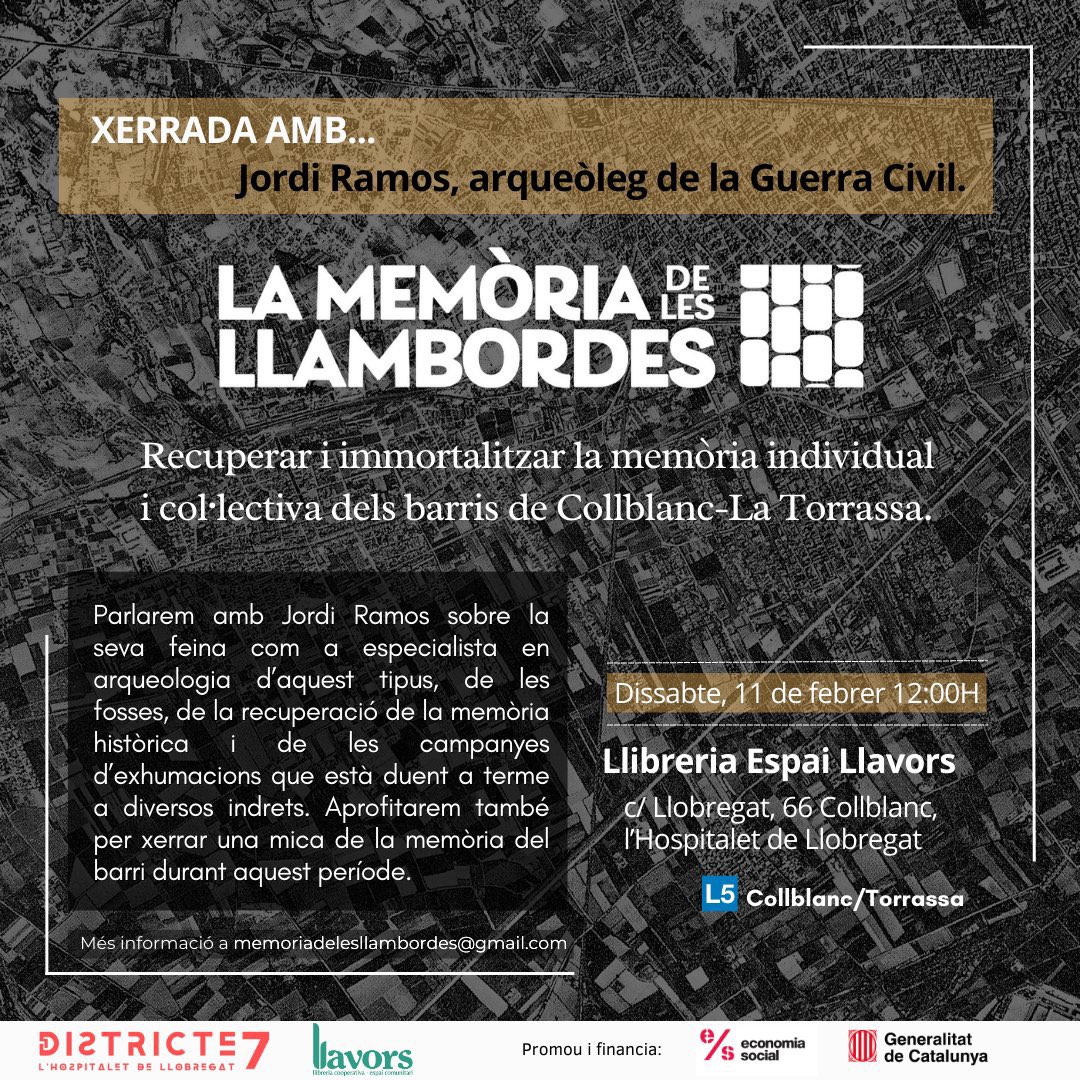 Presentació de <a href="/llambordeslh/">La memòria de les llambordes</a> impulsat per les companyes de <a href="/EspaiLlavors/">Llibreria Llavors</a> i <a href="/Districte7LH/">Districte 7</a> 🗨️ Una iniciativa per recuperar vivències personals i col·lectives que han marcat els barris de Collblanc i La Torrassa #LHospitalet

🫶🏻 <a href="/JordiRamos79/">Jordi Ramos</a> escalfant a la banda per dissabte 11 😜