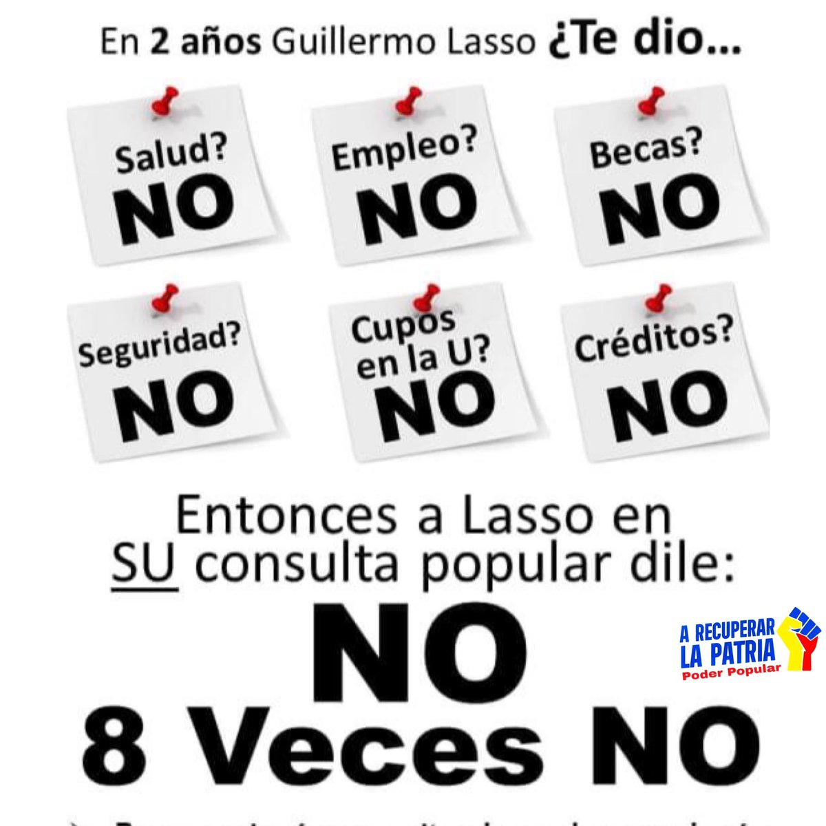 EDUARDOIDROVO1's tweet photo. #8VecesNO
#NOALASSO
#NoALaConsultaMañosa
#GobiernoDeMierda https://t.co/aeTfcruzWB