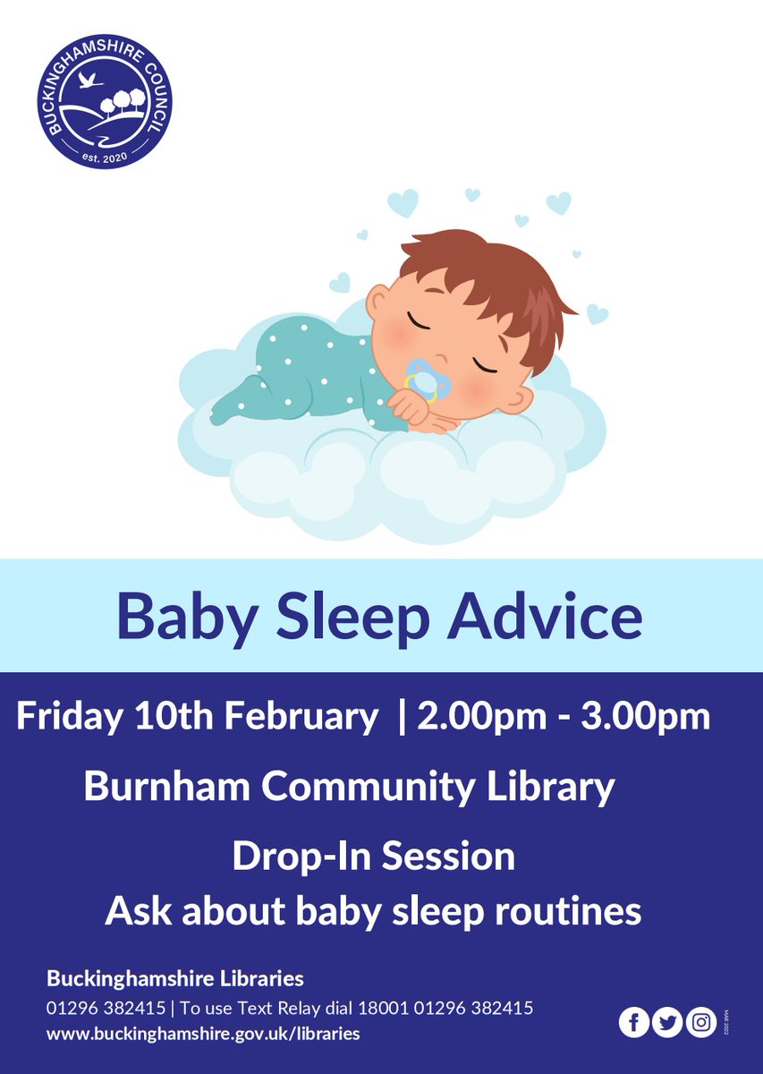 Need advice about your baby's sleeping patterns?   Free drop in session @ Burnham Library Feb 10th 2 pm