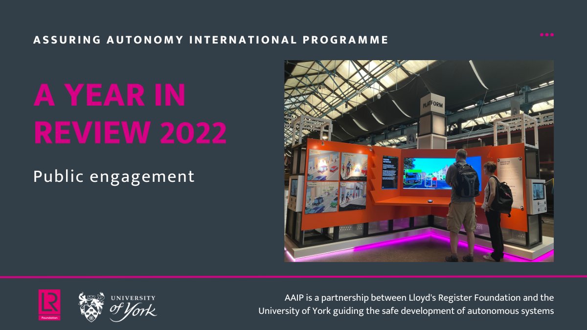 CfAA_York's tweet image. We were pleased to work with @RailwayMuseum in 2022 on the first exhibit of their new Innovation Platform.
Read more in our annual review: york.ac.uk/assuring-auton… #AssuringAutonomy