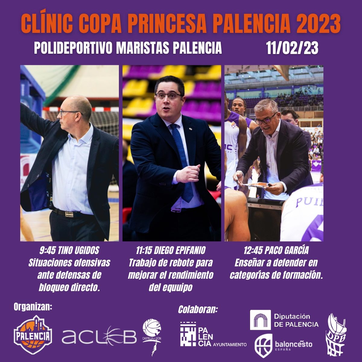 📝FORMACIÓN📝

Clínic Copa Princesa Palencia 2023

🎙️ Tino Ugidos (<a href="/CBAlmansa/">CB Almansa</a>)
🎙️ Diego Epifanio (<a href="/basquetcoruna/">Leyma Basquet Coruña 🍊</a>)
🎙️ Paco García (<a href="/RVBaloncesto/">-</a>)

🗓️ 11/02/23
⏰ 9:45 - 14:15
📍 Pol. Colegio Maristas Castilla

➡️ forms.gle/QaLxrzjzDdC2Qt
🔊 acleb.com/clinic-copa-p

#FormaciónACLEB