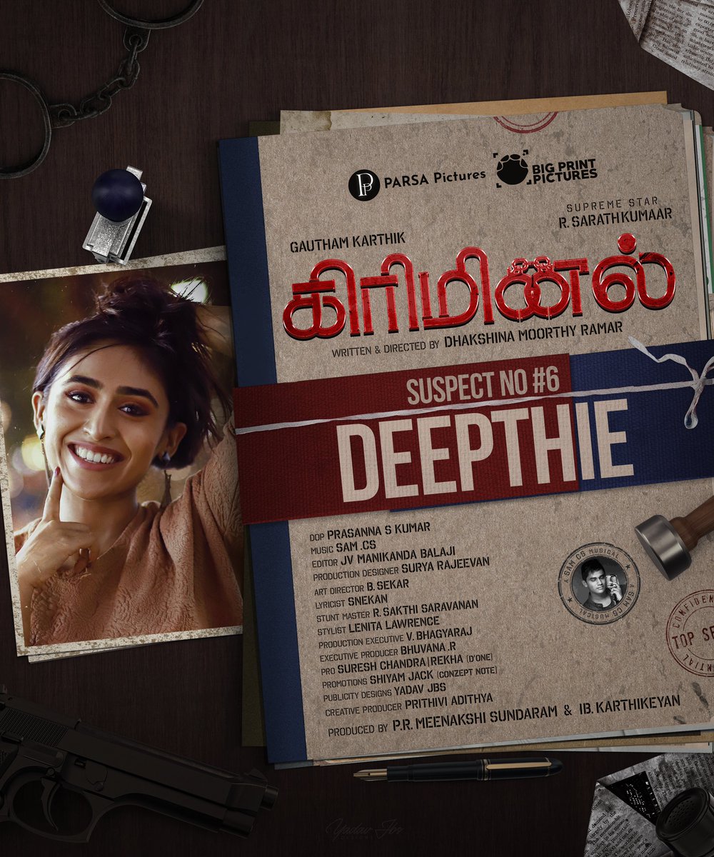 Bigprint Pictures (@bigprintoffl) on Twitter photo Introducing Suspect no #6 of #Criminal - <a href="/thedeepthie/">Deepthie Orintelu</a> !
Investigation in progressโฆ
Starring <a href="/Gautham_Karthik/">Gautham Ram Karthik</a> <a href="/realsarathkumar/">R Sarath Kumar</a>
A <a href="/SamCSmusic/">๐๐๐ ๐ ๐</a> Musical
Dir <a href="/Dhaksina_MRamar/">DHAKSHINAMOORTHY RAMAR</a>
Dop <a href="/prasannadop/">Prasanna s kumar</a>
Editor <a href="/eforeditor/">J.v.Manikanda Balaji</a>
Prod by @parsapictures & <a href="/BigPrintoffl/">Bigprint Pictures</a>
<a href="/DoneChannel1/">Done Channel</a> Introducing Suspect no #6 of #Criminal - <a href="/thedeepthie/">Deepthie Orintelu</a> !
Investigation in progressโฆ
Starring <a href="/Gautham_Karthik/">Gautham Ram Karthik</a> <a href="/realsarathkumar/">R Sarath Kumar</a>
A <a href="/SamCSmusic/">๐๐๐ ๐ ๐</a> Musical
Dir <a href="/Dhaksina_MRamar/">DHAKSHINAMOORTHY RAMAR</a>
Dop <a href="/prasannadop/">Prasanna s kumar</a>
Editor <a href="/eforeditor/">J.v.Manikanda Balaji</a>
Prod by @parsapictures & <a href="/BigPrintoffl/">Bigprint Pictures</a>
<a href="/DoneChannel1/">Done Channel</a>