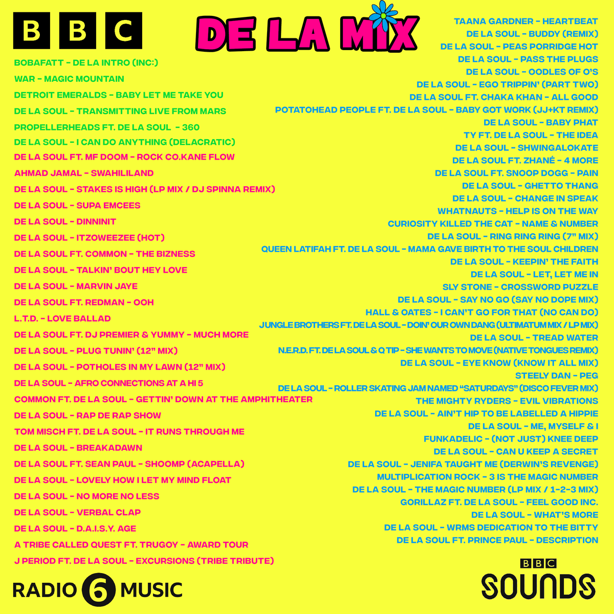 De La Soul Block Party on @BBC6Music right now. Mixed by @BobaFatt so you know it's gonna go down. If you miss it then re-up via @BBCSounds bbc.co.uk/sounds/brand/m…