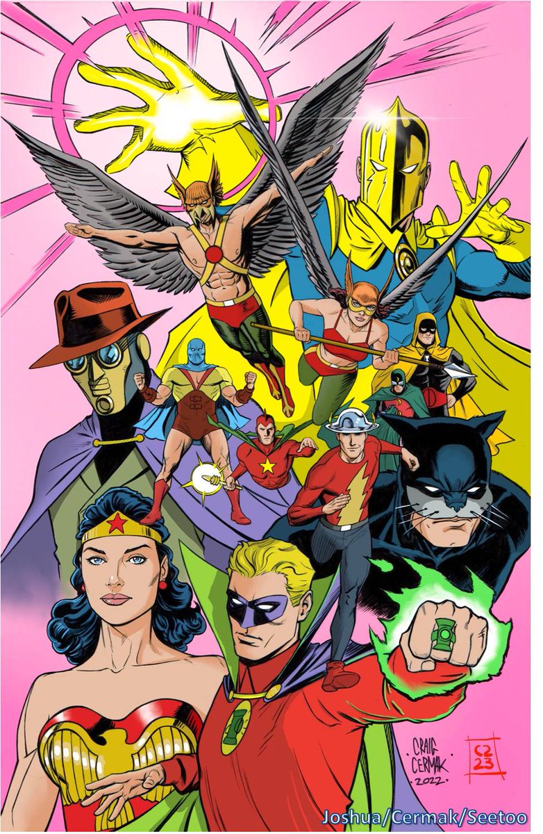 Newly - and brilliantly - coloured for me by @C2dad1: a recent Justice Society Of America addition to my collection, from the pen of artist @craigcermak!  

#JusticeSociety #JSA #GoldenAge