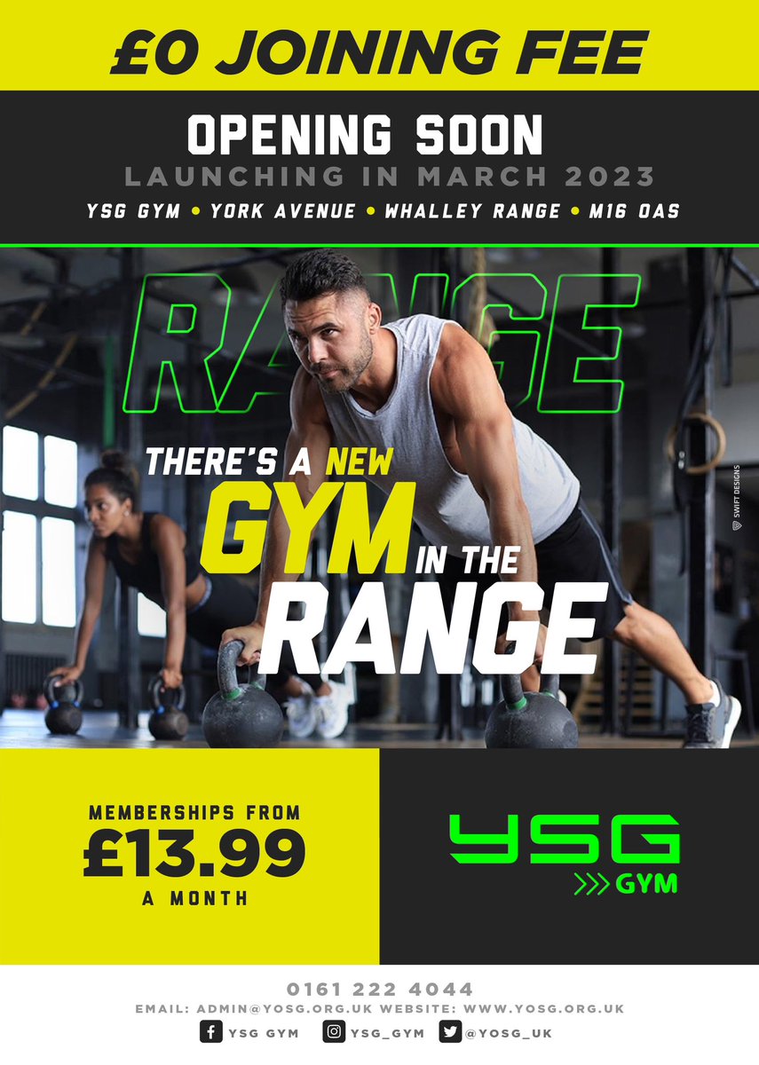 YOSG_UK's tweet photo. YSG Gym opening soon, March 23 🔥

No contract 
No joining fee 
No booking for the gym 

If you would like a tour of the gym or would like more information then please drop us  dm, email or call 📱 https://t.co/qSvclh97ag