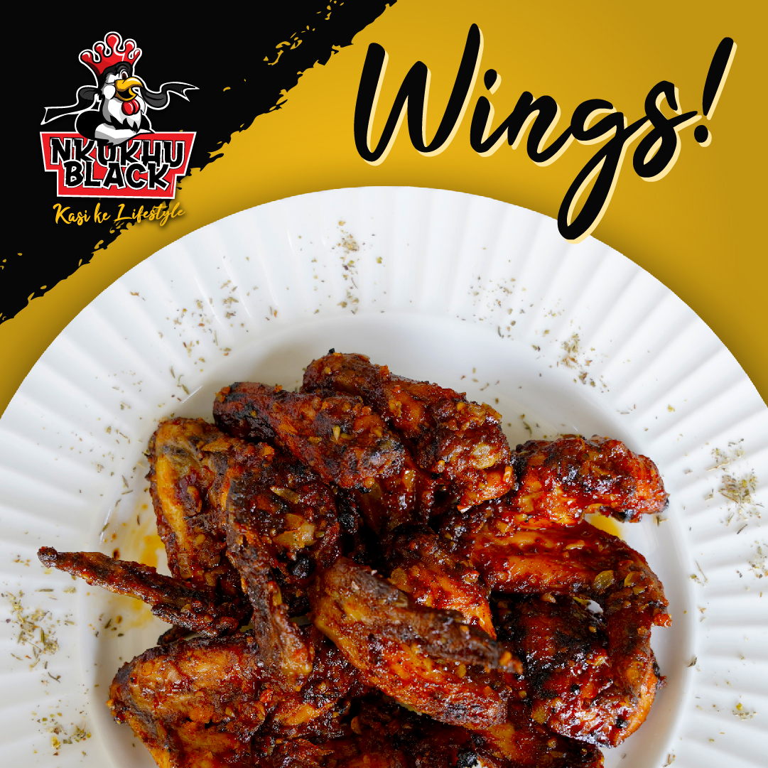 Happy Saturday! Join us at NkukhuBlack and tuck into our delicious, flavourful wings. 👌🤤 #NkukhuBlack #Delicious #Wings