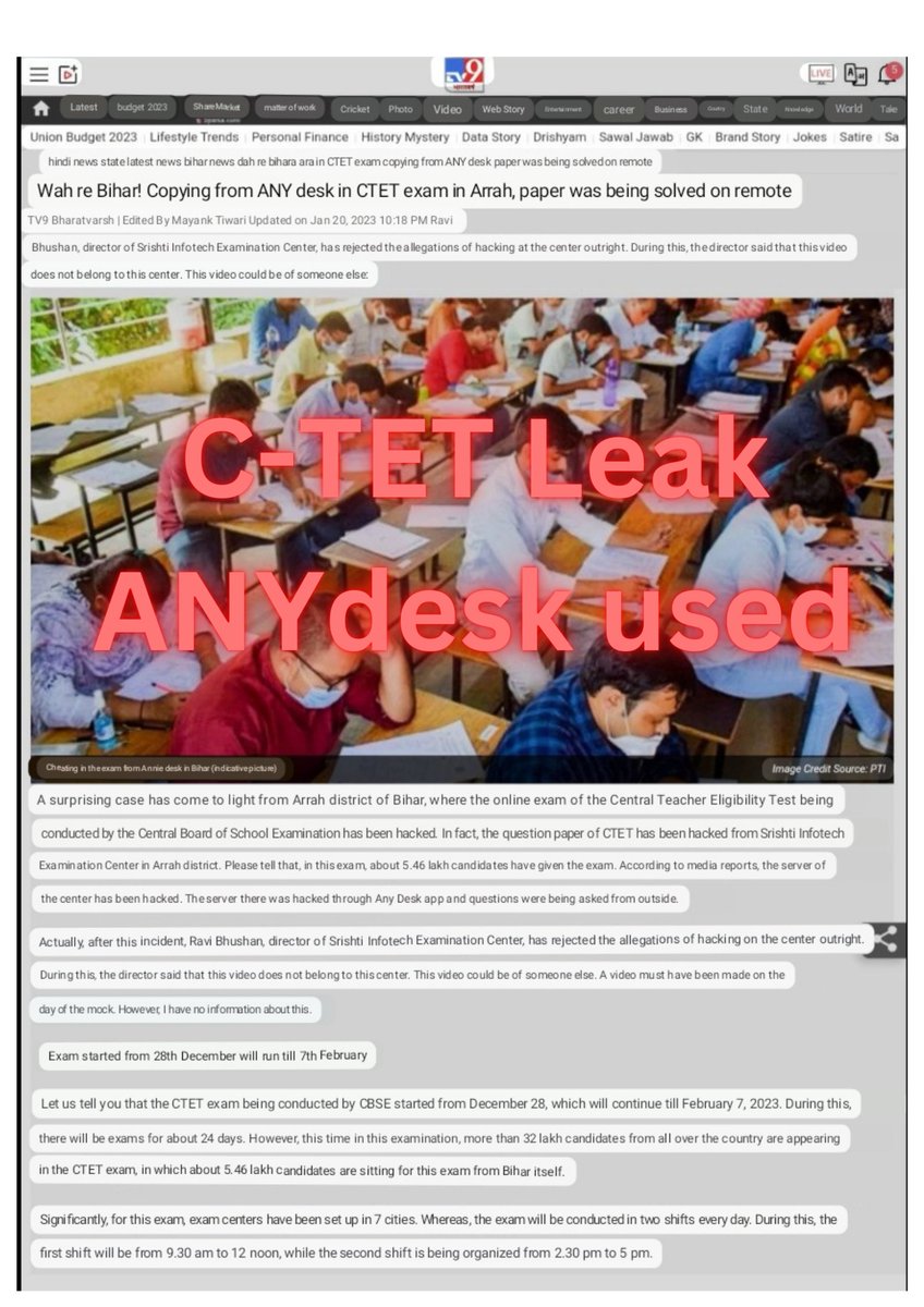 statetonejk's tweet photo. This has a lot to do with ongoing conduct of examination in JKUT
If they failed there why #JKSSB hired them here. They failed in #jkpsi too
Their software allows use of ANYdesk asper @TV9Bharatvarsh
#youthagainstcorruption
#no2blacklist
#debarscammers
@manojsinha_ @dwivedimk_ias https://t.co/15jpezBQAr