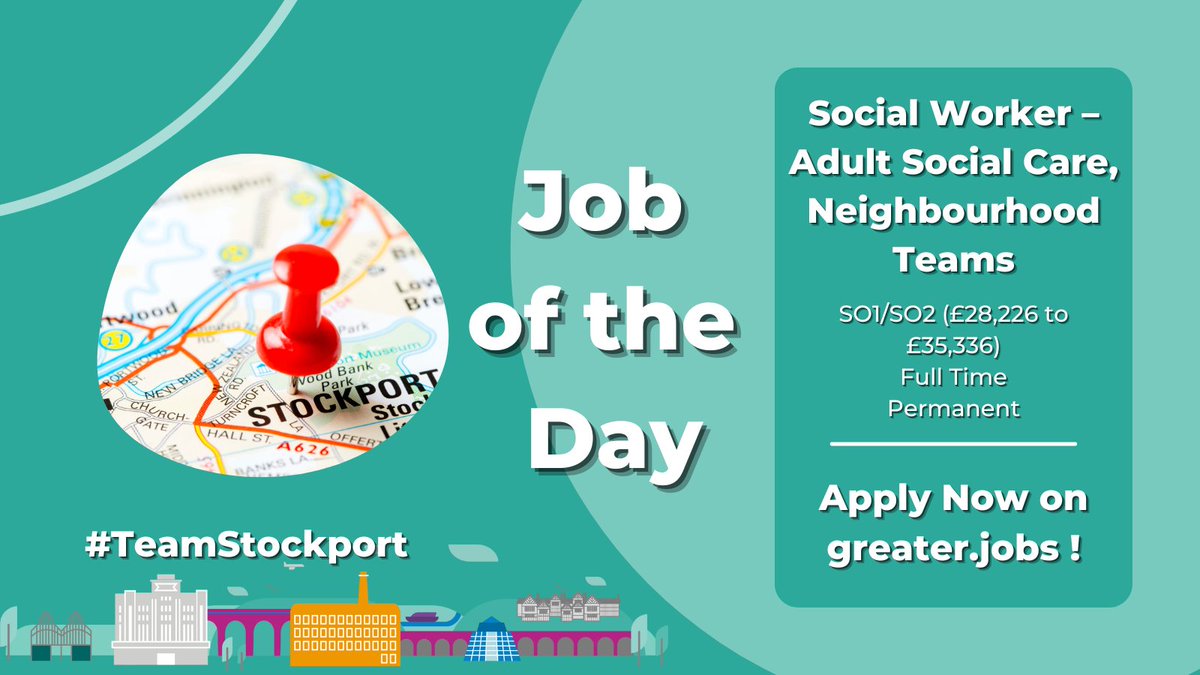 We are looking for passionate and enthusiastic #SocialWorkers, to join our variety of neighbourhood teams! 

Recruitment to this #vacancy is ongoing and will close once all roles have been filled so #ApplyToday! 

orlo.uk/Gk8LB

#TeamStockport #SocialWorkJobs