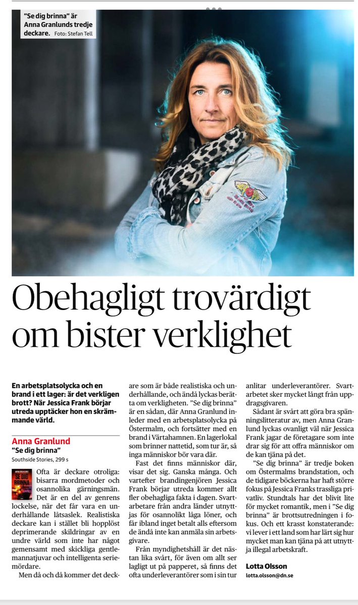 Southsidstories's tweet photo. Idag gratulerar vi Anna Granlund till en otroligt stark recension i DN! https://t.co/chCtuxp4a7 https://t.co/dYPK5Wa7Iq