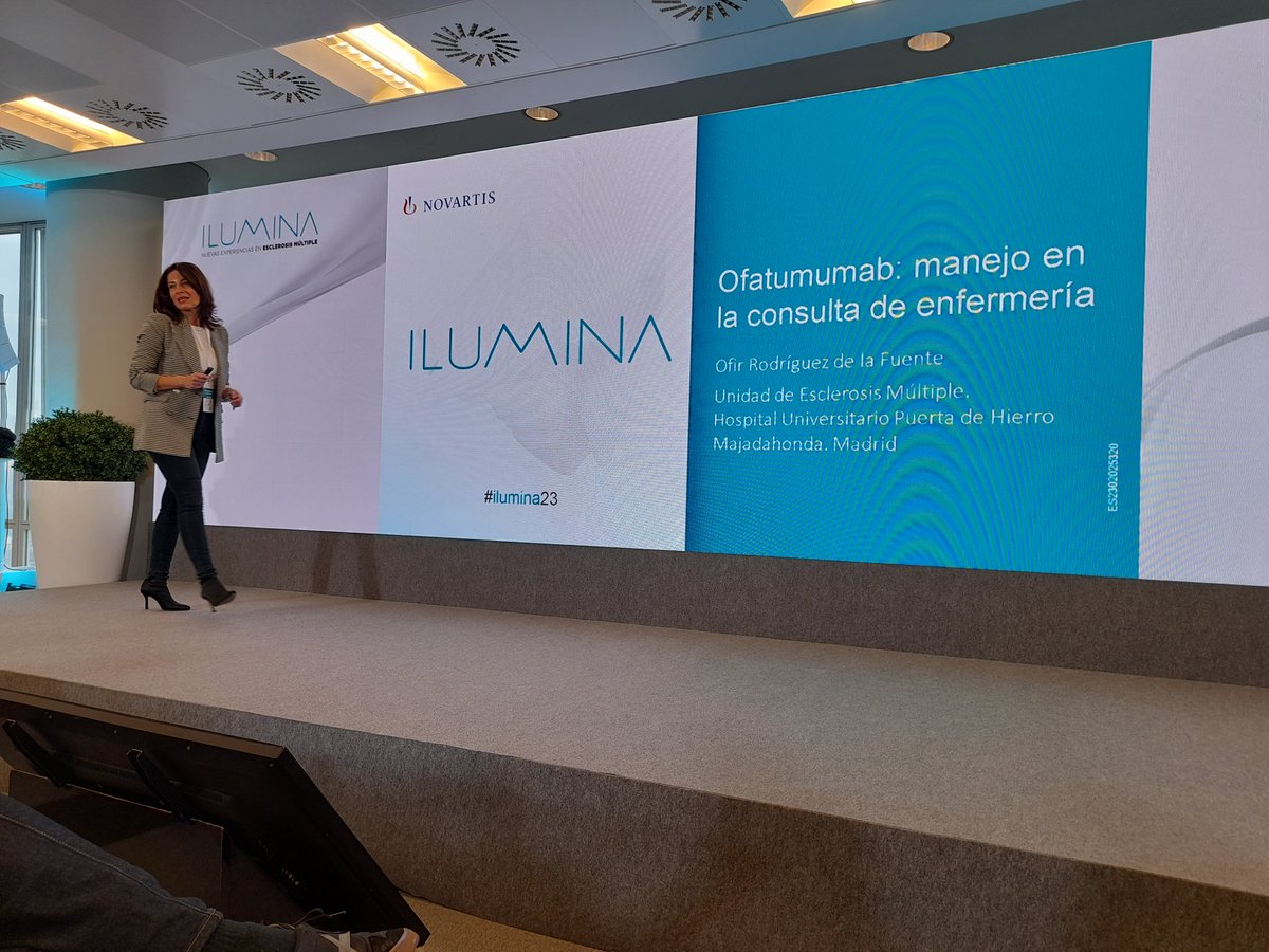 AnaDuroam's tweet photo. #Ilumina23 ¿Cómo abordamos desde la consulta de enfermería la primera consulta de paciente que inicia #ofatunumab ? @Novartis Ofir Rodríguez Enfermera CSUR H.Puerta de Hierro Majadahonda @miguel_arag @javisantiagoSNC @Aiasantandreu1 @Janigoico @sedenered @anaiegea https://t.co/3W0f2uwTds