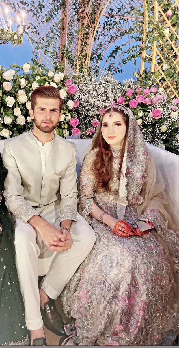 thestyleforward's tweet photo. Mr and Mrs Shaheen Shah Afridi 
Many Congratulations to @iShaheenAfridi ✨🤍
#ShaheenShahAfridi #anshaafridi https://t.co/XhFa7sbMSb