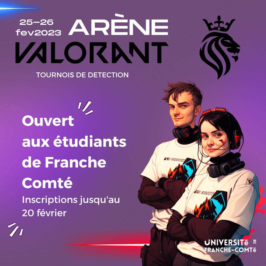 eunifiedchamps's tweet photo. Une arène est ouverte !
Tous les renseignements sont disponibles sur notre Discord, rejoignez le pour participer 👀
https://t.co/paIVxzcBaB

On vous attend nombreux sur #valorant 🔫
#esport #fps #universite #tournoi #etudiants #franchecomte #besancon #montbeliard #belfort #vesoul https://t.co/qb225010w2