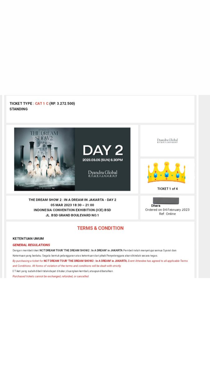 dharaladevv's tweet photo. WTS THE DREAM SHOW JAKARTA
2 tix CAT 1C DAY2 
offer me your best price via DM

international buyers are welcome 🙆‍♀️
#TDS2inJAKARTA
#TDS_now
#THEDREAMSHOW2_in_Jakarta 
wtb jastip tiket konser nct tds jkt https://t.co/OTrUjEiUdu