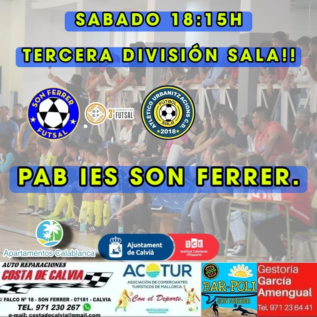 SonFerrerAtFs's tweet photo. Partidazo el de esta tarde en el municipal de Son Ferrer. dos equipazos tercera divisió sala. @_Calvia @FFIB_oficial #Bombonera #caldera #respet #juegolimpio https://t.co/kHpGl9bpfd