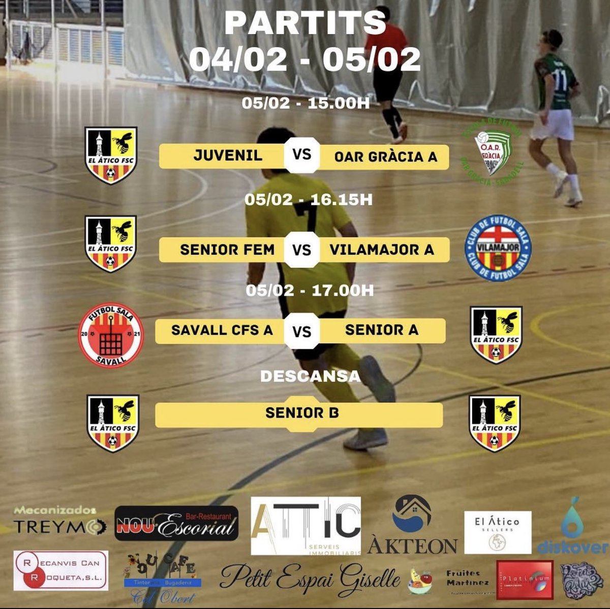 Els partits del cap de setmana! 
Esteu preparats? Som-hi ático 💛🖤💛🖤