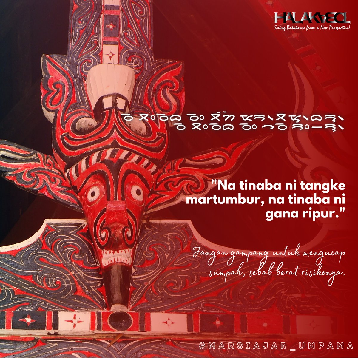 halak__toba's tweet photo. #Marsiajar_Umpama
#03
Na tinaba ni tangke martumbur,
na tinaba ni gana ripur.
#umpama #batak #halaktoba #batakzone #melekaksara #aksarabatak #budaya https://t.co/TjATvCw0sn