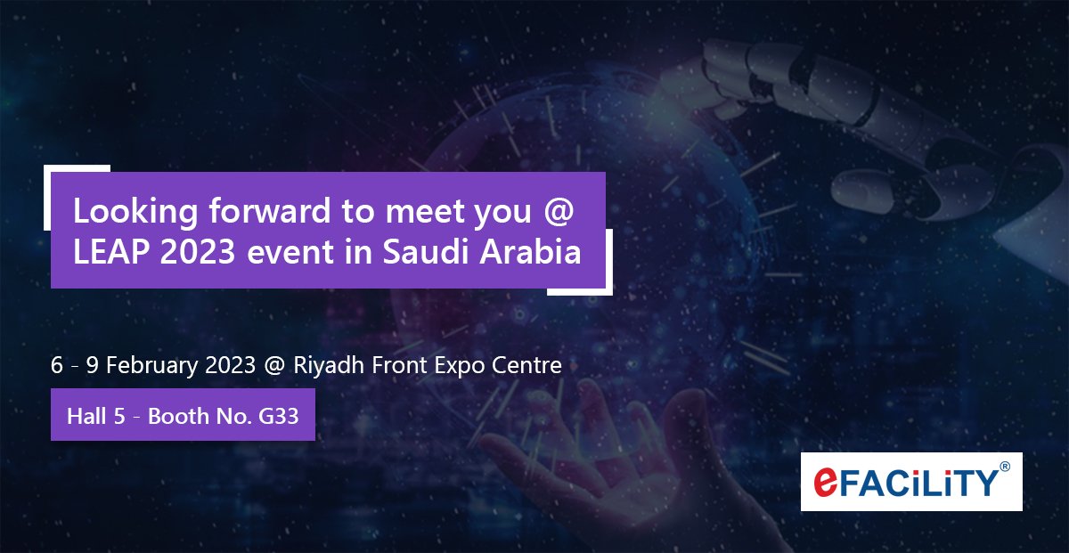 SIERRA_ODC's tweet image. The countdown is fast approaching!

We are eager to meet you @ LEAP 2023, Riyadh Front Expo Centre from 6 to 9 Feb 2023, Saudi Arabia, at Hall 5 @ booth G33.

Know how #eFACiLiTY® works to enhance your FM operations.

#LEAP2023 #CAFMSoftware #IWMSSoftware #SaudiArabia #MiddleEast