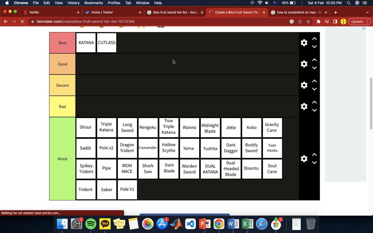 Create a Blox Fruit Sword Tier List - TierMaker