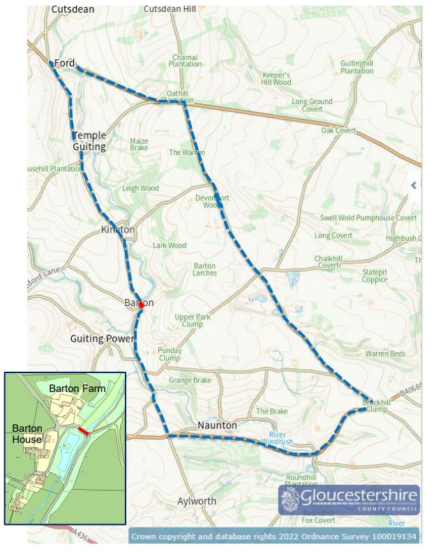 GlosRoads's tweet photo. Road closure to repair a damaged bridge in Barton near #GuitingPower will happen between 6 to 17 February. A full road closure will be in place for duration of works, please use diversion. https://t.co/NzLykJedlL