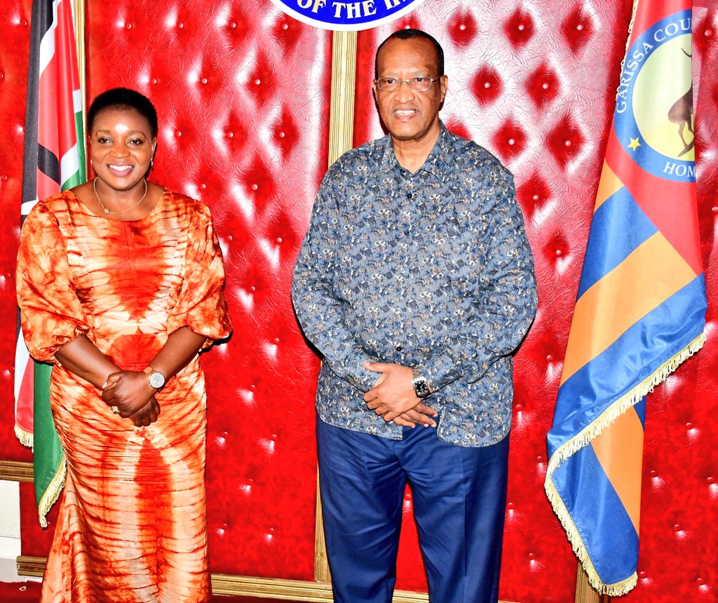 Nakhumicha_S's tweet photo. Paid a courtesy call on H.E Governor @Nathif_J_Adam, Garissa County and Garissa County Commissioner Boaz Cherutich. We discussed the state of health services and the cholera outbreak that has adversely affected residents of Garissa @MOH_Kenya @KenyaGovernors https://t.co/GTjmmzN1lk