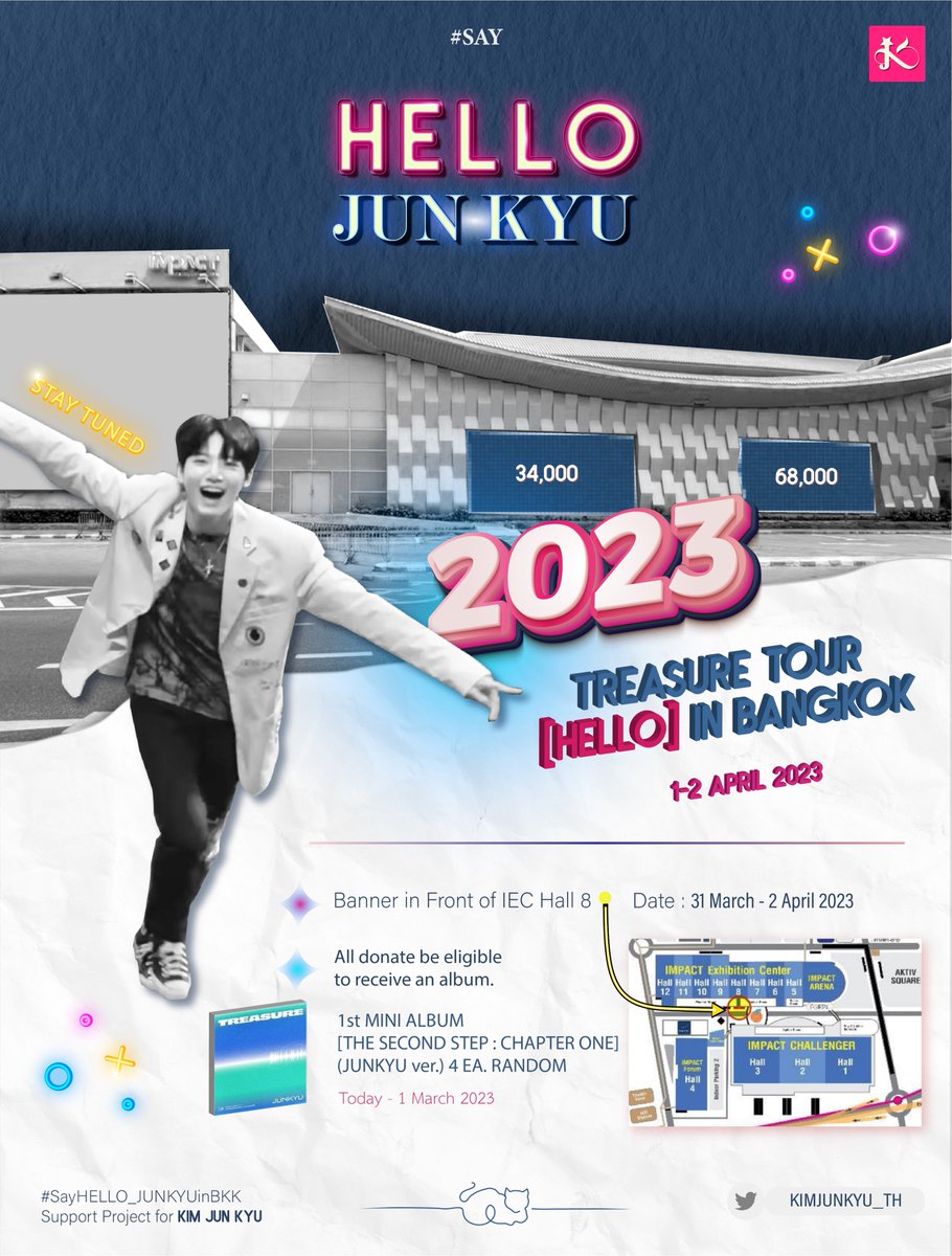 〰 #SayHELLO_JUNKYUinBKK〰

♡ Banner in front of IEC Hall 8
♡ Date 31 March - 2 April
♡ 1st Goal 34,000 Baht and more will announce
♡ Form : forms.gle/eXXhxLa18sVnEa…
♡ Status : shorturl.at/jRTUY
♡ รายรับ-รายจ่าย : shorturl.at/dmU15

#TREASURE_hello_in_bangkok