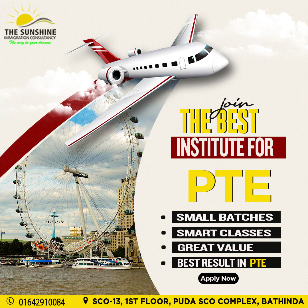 ImmiSunshine's tweet photo. Clear your Examination with the Help of the PTE Coaching Center in Bathinda

https://t.co/JBCBaoc0SO
#best_pte_institute_in_bathinda
#best_pte_coaching_center_in_bathinda
#best_pte_classes_in_bathinda https://t.co/s3mxdGf1DF