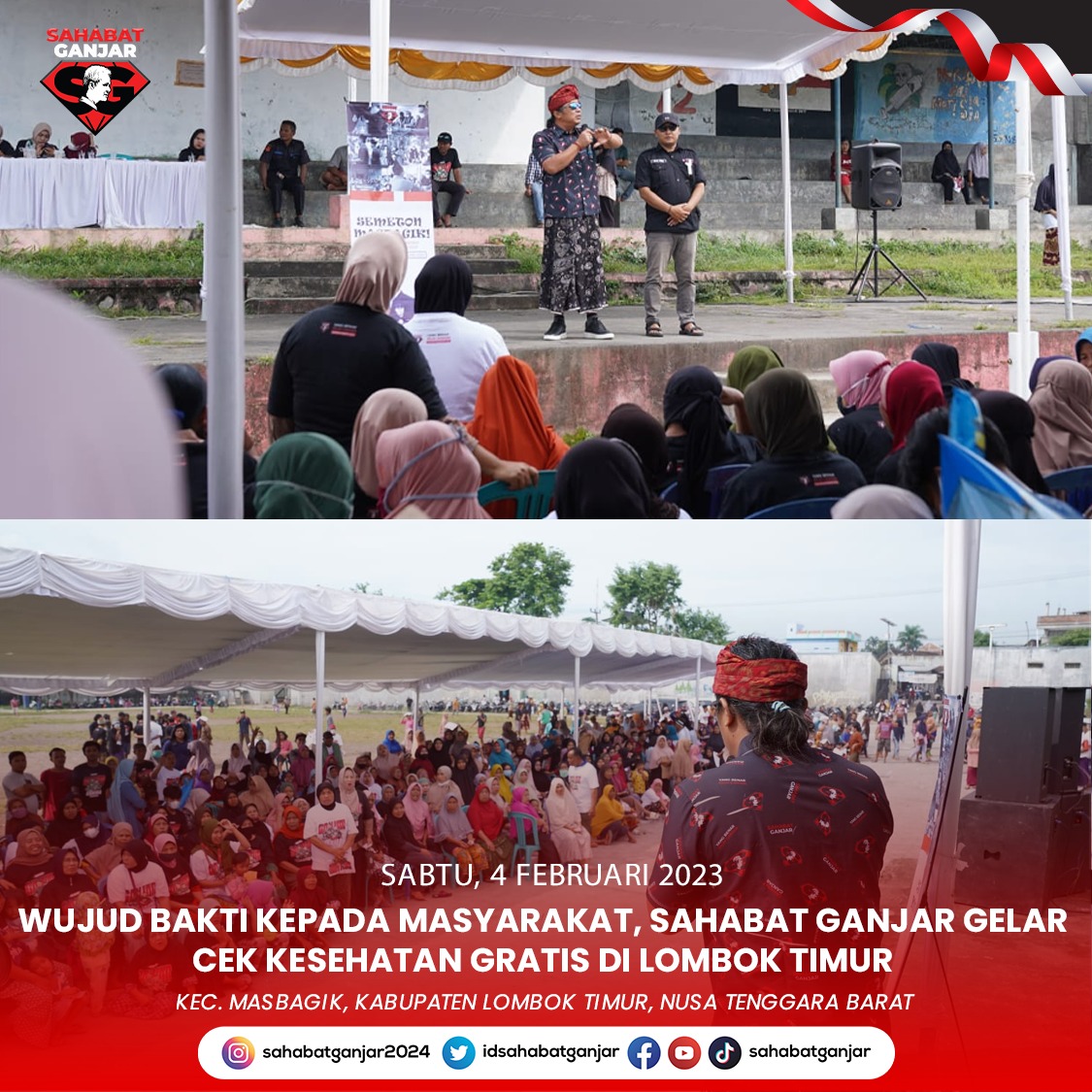 Sahabat Ganjar membuktikan komitmennya untuk terus menggelorakan pentingnya kesehatan pada masyarakat dengan mengadakan  acara cek kesehatan gratis di Kabupaten Lombok Timur, Nusa Tenggara Barat. 

#GanjarPranowo
#SahabatGanjar
#GanjarPilihanRakyat
#NusaTenggaraBarat