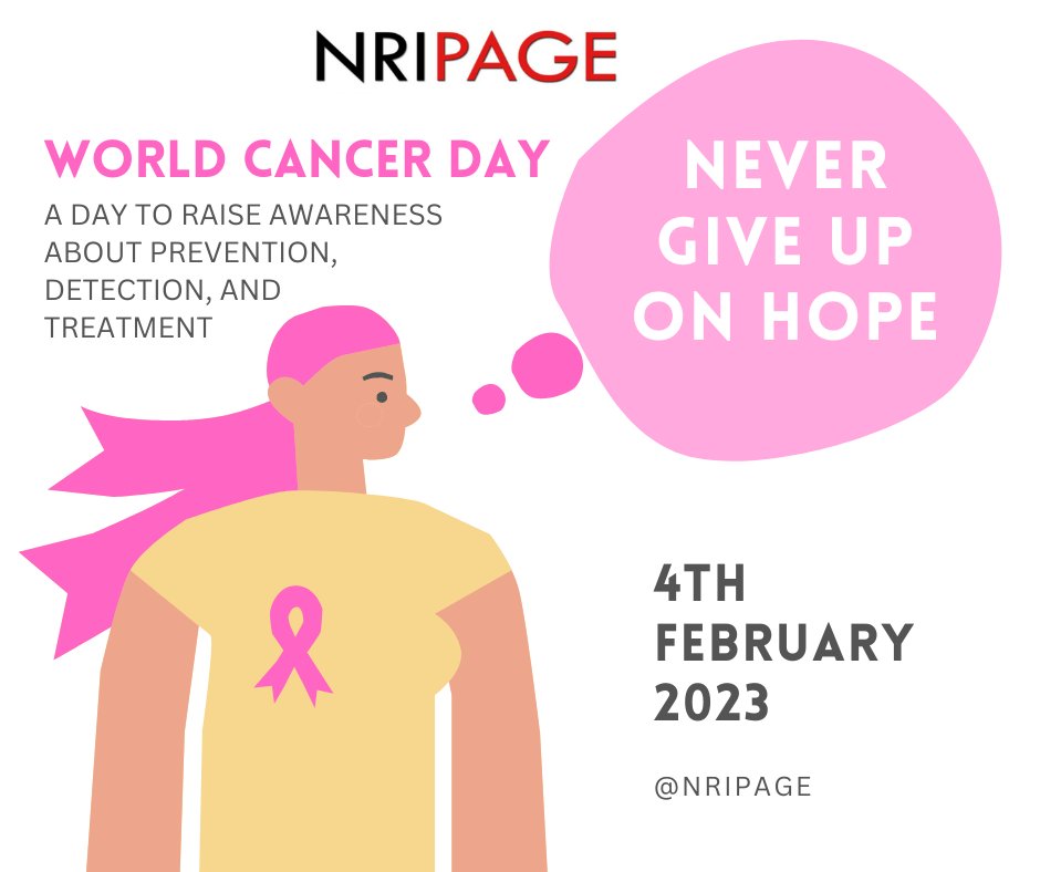 On Cancer Awareness Day, let's unite to raise awareness and offer support to those affected by cancer. Your advocacy can make a difference. #CancerAwarenessDay #HopeAndStrength #NRIPage