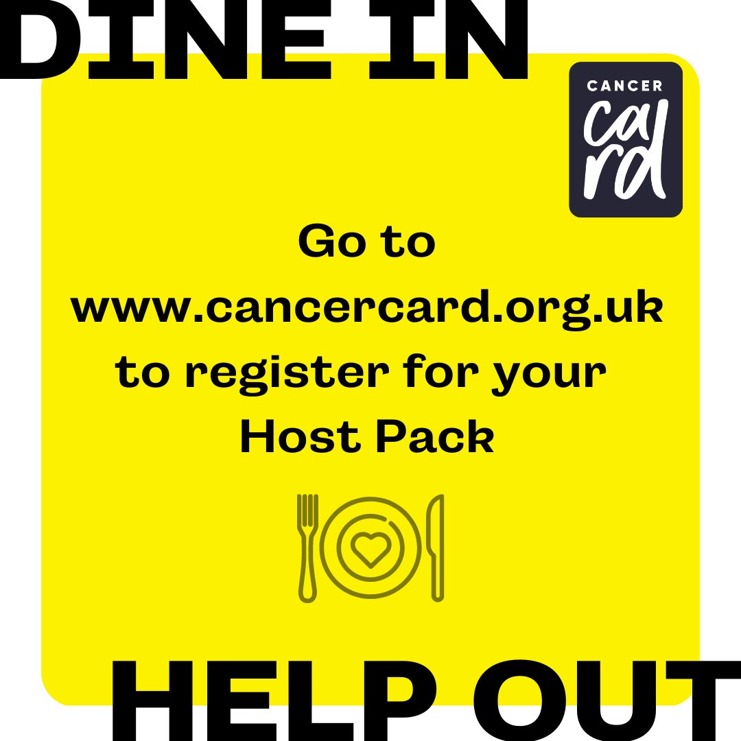 cancercard_'s tweet photo. It’s #WorldCancerDay and we are launching our newest fundraising campaign #DineInHelpOut!
Invite your guests for a meal of your choosing, enjoy the meal and in return ask your guests to donate to Cancer Card! https://t.co/YNcEqOEyIk