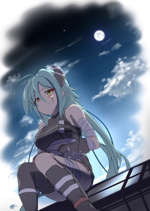 月は出ているか?  1〜2日に一枚程度あげていますのでお付き合いください(*'∇`)ノシ  #プリコネR #プリコネR勢と繋がりたい   #PrincessConnectReDive   #プリコネキャラ全員描く