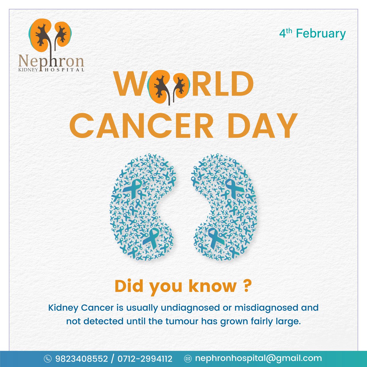 Kidney Cancer is usually undiagnosed or misdiagnosed and not deleted until the tumor has grown fairly large.

#worldcancerday #cancercare #health #cancerresearch  #beatcancer #cancerfree #breastcancerawareness #fightcancer #lifeaftercancer #cancerlife #mycancerdiaries